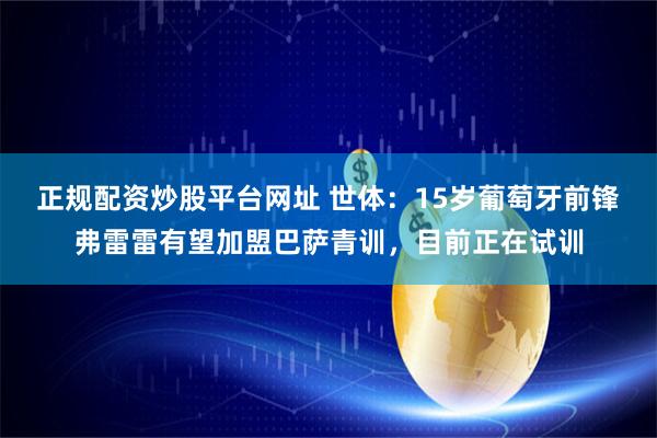 正规配资炒股平台网址 世体：15岁葡萄牙前锋弗雷雷有望加盟巴萨青训，目前正在试训